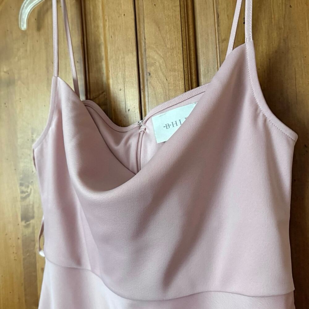 BHLDN cali satin midi slip dress blush pink cowl neck slit hemsize 6 NWT - Picture 11 of 15